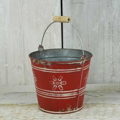 Red bucket with snowflake design
