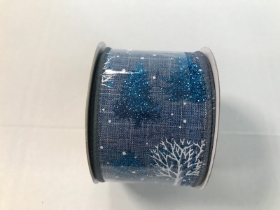 Blue Glitter Trees Ribbon