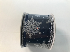 Dark Blue Snowflake Ribbon