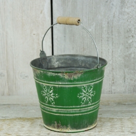 Green bucket with snowflake design
