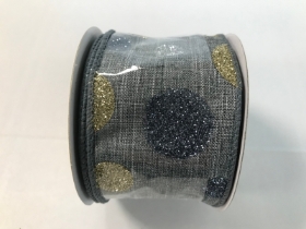 Grey Glitter Dots Ribbon