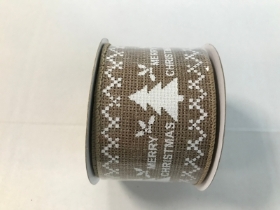 Natural Merry Christmas Ribbon